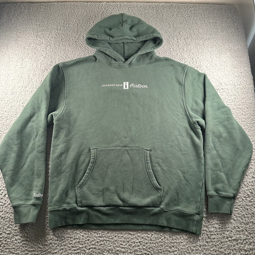 Malbon Hoodie Mens XL Interscope Records Graphic Pullover Green Sweatshirt USA